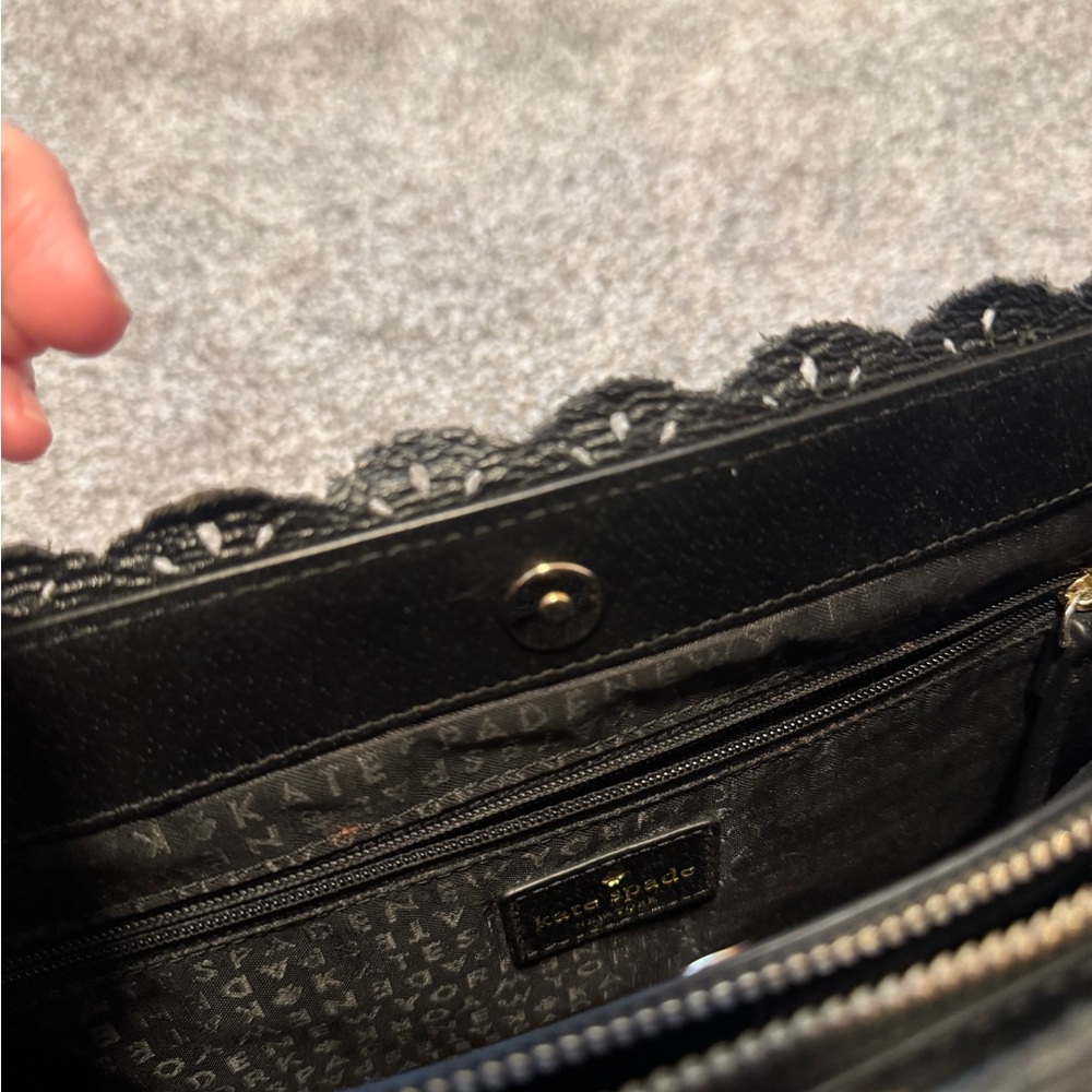 kate spade Fordham Court Marielle Black Scalloped-Edge Leather Satchel - Picture 5 of 5